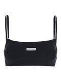 CUTE 70S BRA - Black Top with Thin Straps and V-Neck In Cotton Women Elastane Tops