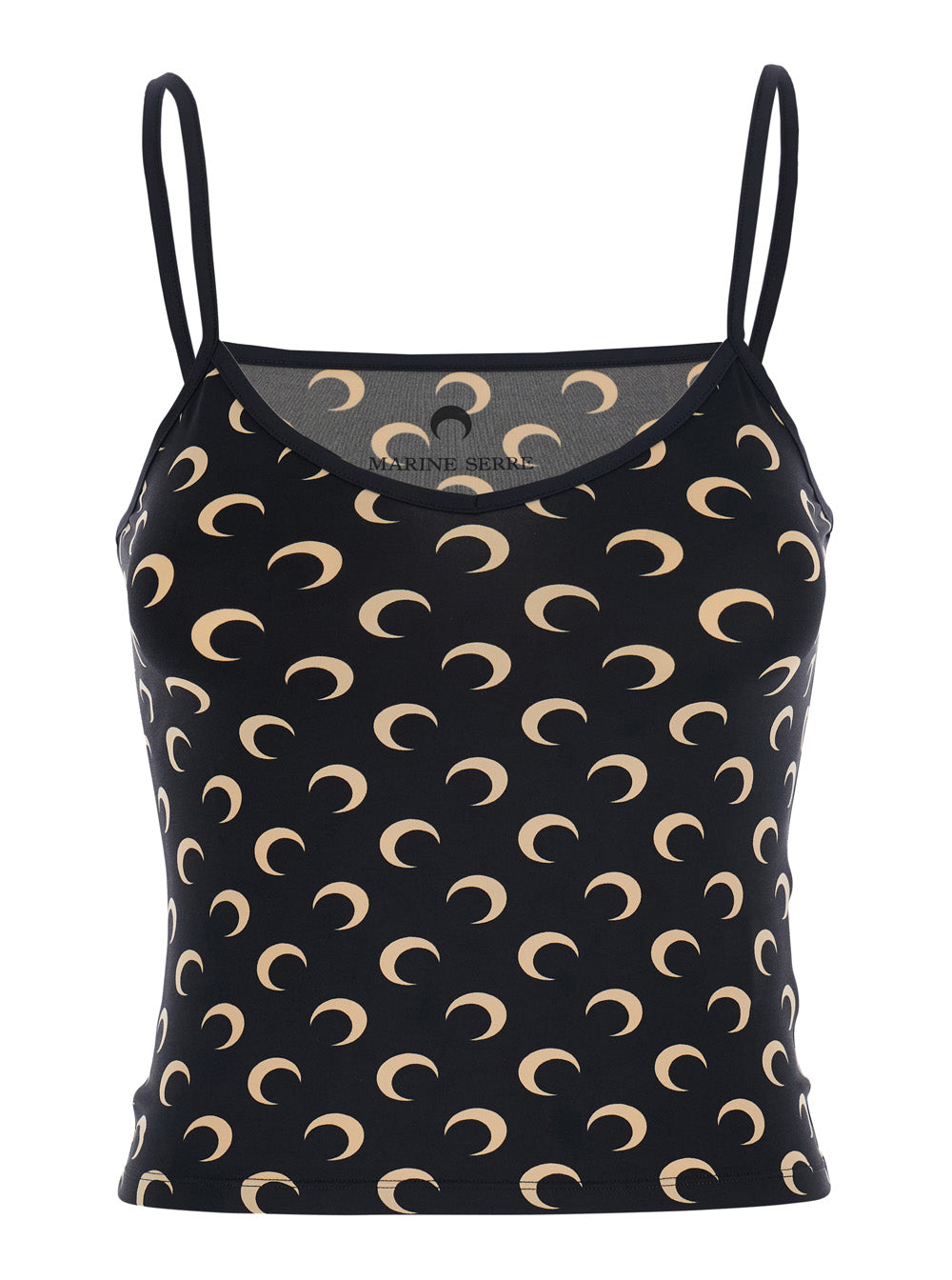 Top MOON PRINTED JERSEY STRAPS Black with Polyamide Elastane Tops