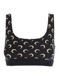 MOON PRINTED JERSEY SPORTS BRA Black Tech Fabric for Women Polyamide Elastane Tops