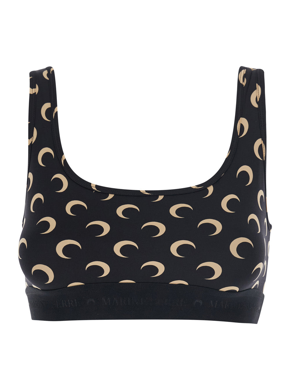 MOON PRINTED JERSEY SPORTS BRA Black Tech Fabric for Women Polyamide Elastane Tops