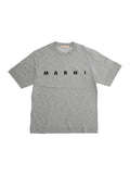 Gray T-Shirt with Logo Lettering on the Front in Cotton for Kids Grey Tshirts And Polo Shirts