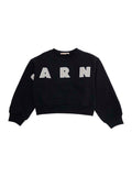 Crewneck Sweatshirt with Maxi Logo Lettering on the Front in Black Cotton for Girls Sweatshirts