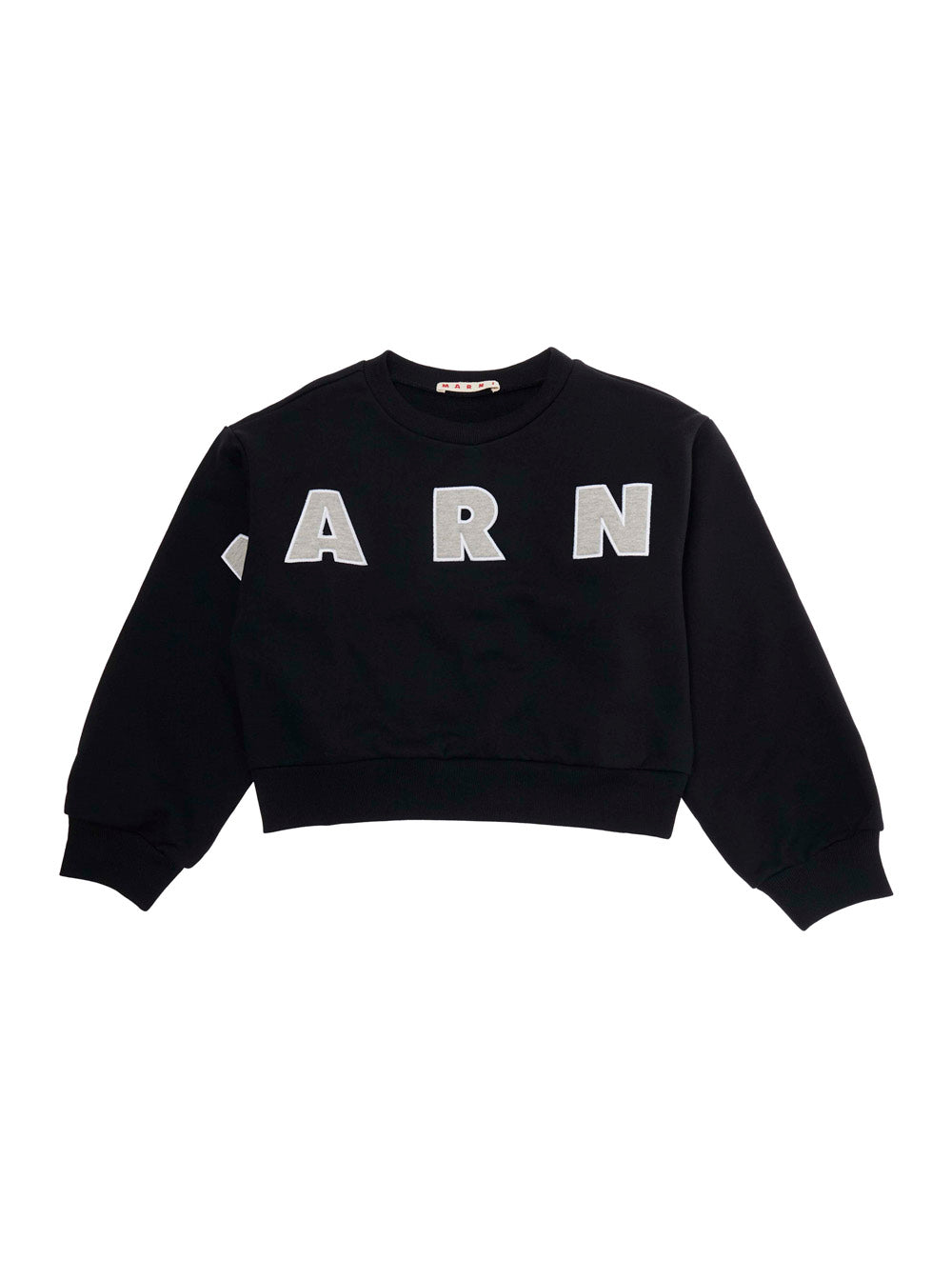 Crewneck Sweatshirt with Maxi Logo Lettering on the Front in Black Cotton for Girls Sweatshirts