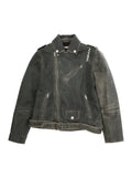 MARNI Black Jacket with Vintage Effect and Logo on Front in Leather for Kids Goat Blazers