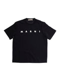 Crew Neck Black T-Shirt with Logo Print for Women Cotton Tshirts And Polo Shirts