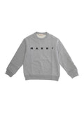 Gray Cotton Crewneck Sweatshirt with Logo Lettering for Kids Grey Sweatshirts