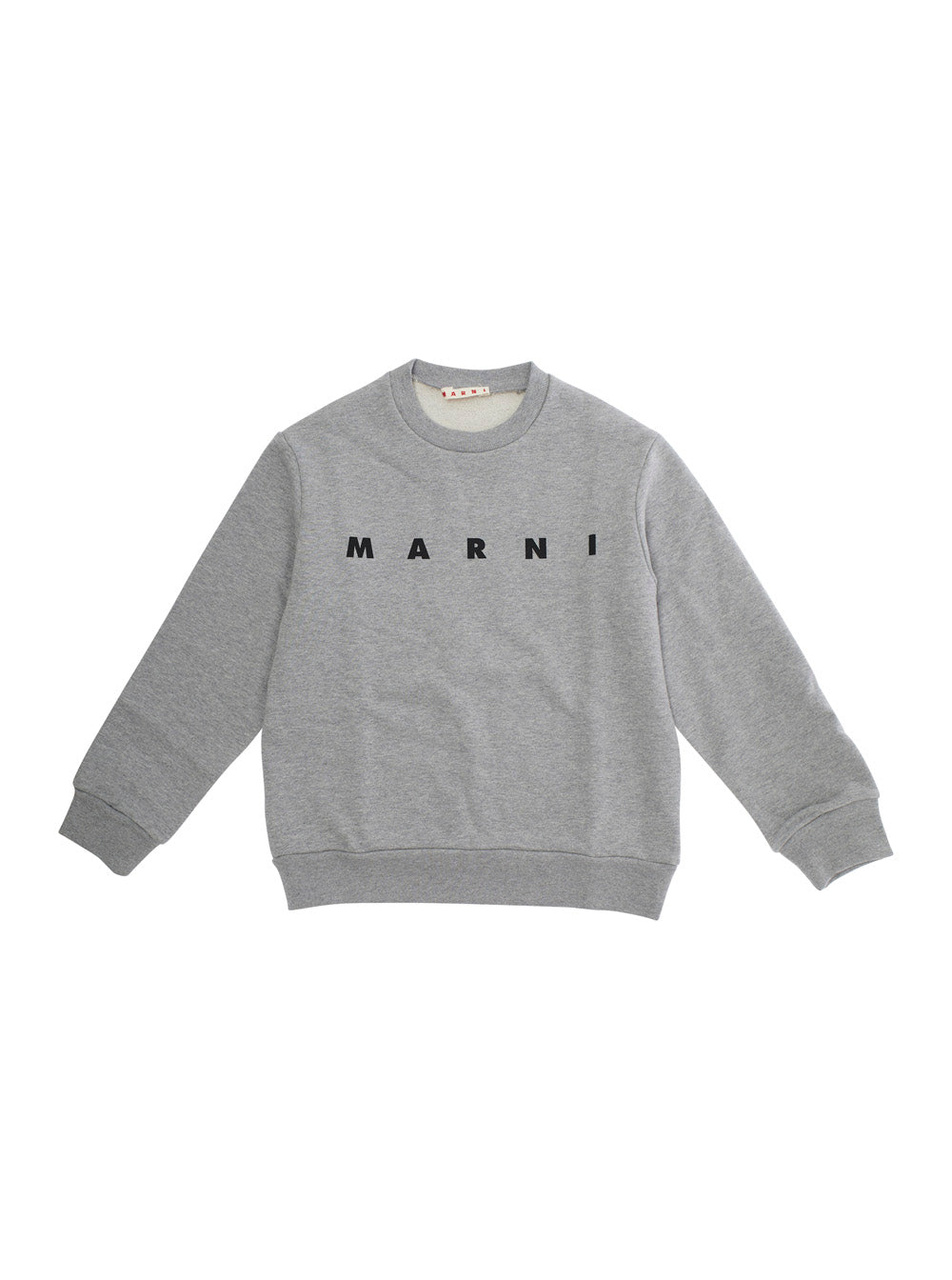 Gray Cotton Crewneck Sweatshirt with Logo Lettering for Kids Grey Sweatshirts