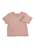 Crew Neck T-Shirt MARNI KIDS with Embroidered Logo Lettering on the Front in Baby Pink Cotton for Women Tshirts And Polo Shirts