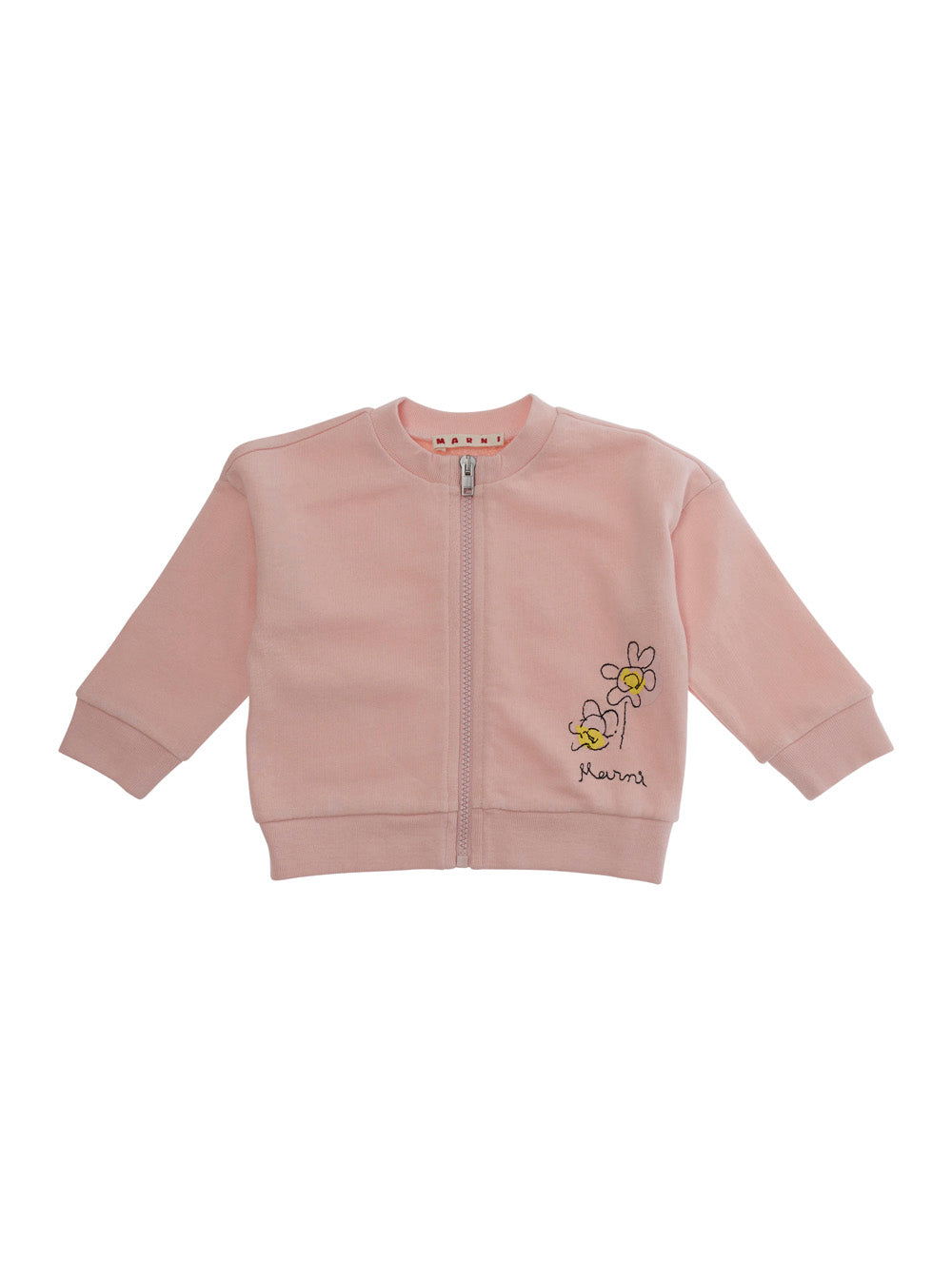 Crewneck Sweatshirt Marni with Embroidered Logo Lettering on the Front in Baby Pink for Women Cotton Sweatshirts