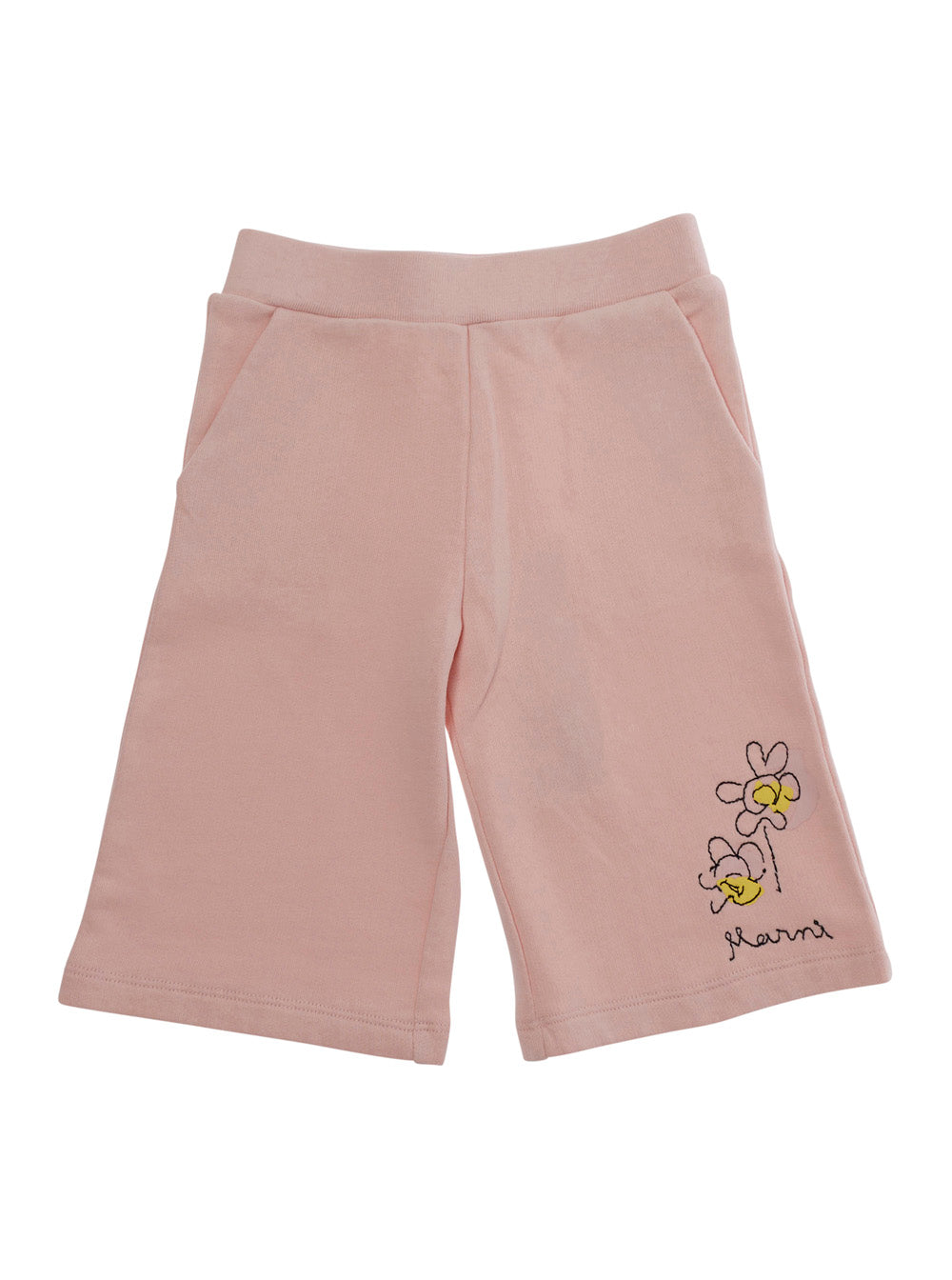 Shorts MARNI KIDS with Embroidered Logo Lettering on the Front in Baby Pink Cotton And Bermuda