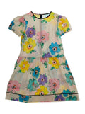 Round Neck Dress with All-Over Floral Print in Multicolor for Girls Cotton