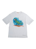 White T-Shirt with Front Print and Logo Lettering in Cotton for Kids Tshirts Polo Shirts
