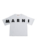 Crew Neck Logo T-Shirt with Front Lettering in White Cotton for Girls Tshirts And Polo Shirts