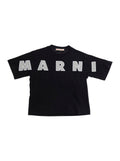 Black T-Shirt MARNI KIDS with Logo Lettering on the Front in Womens Cotton Tshirts And Polo Shirts