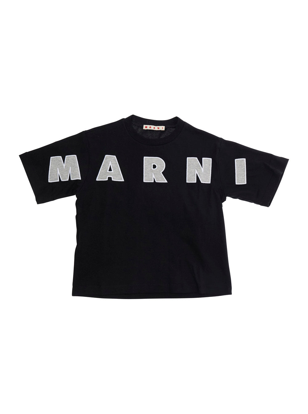 Black T-Shirt MARNI KIDS with Logo Lettering on the Front in Womens Cotton Tshirts And Polo Shirts