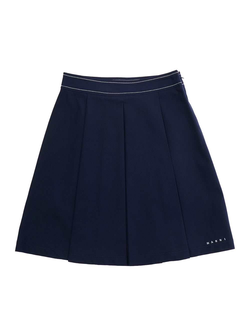 Skirt M01753M00UVMG169F0M860 Blue with Pleated Details and Cotton Lettering Logo for Girls Blu