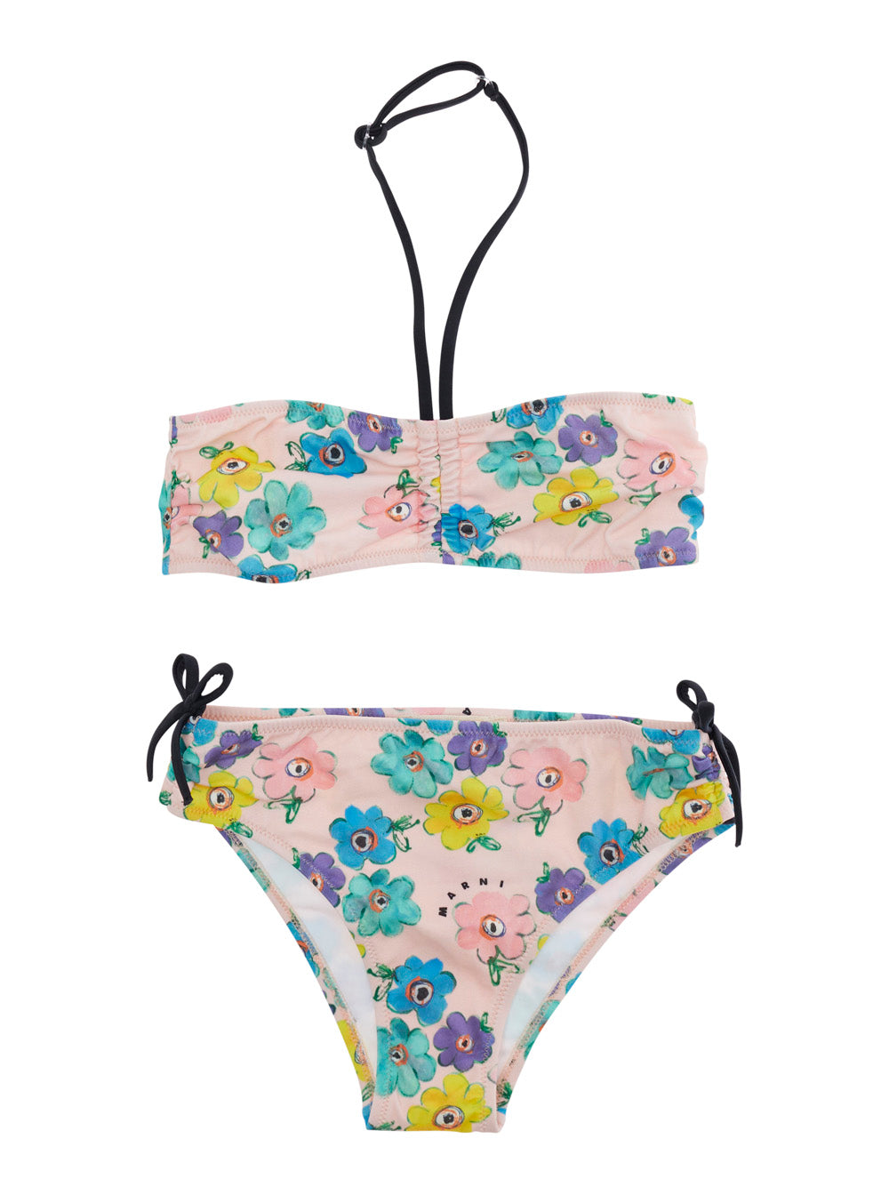 Bikini SWIMSUIT Pink with Colorful Details in Tech Fabric for Girls Polyester Elastane Beachwear