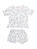 Baby Bianca All-Over Print Romper and Shorts Set White Cotton Suits