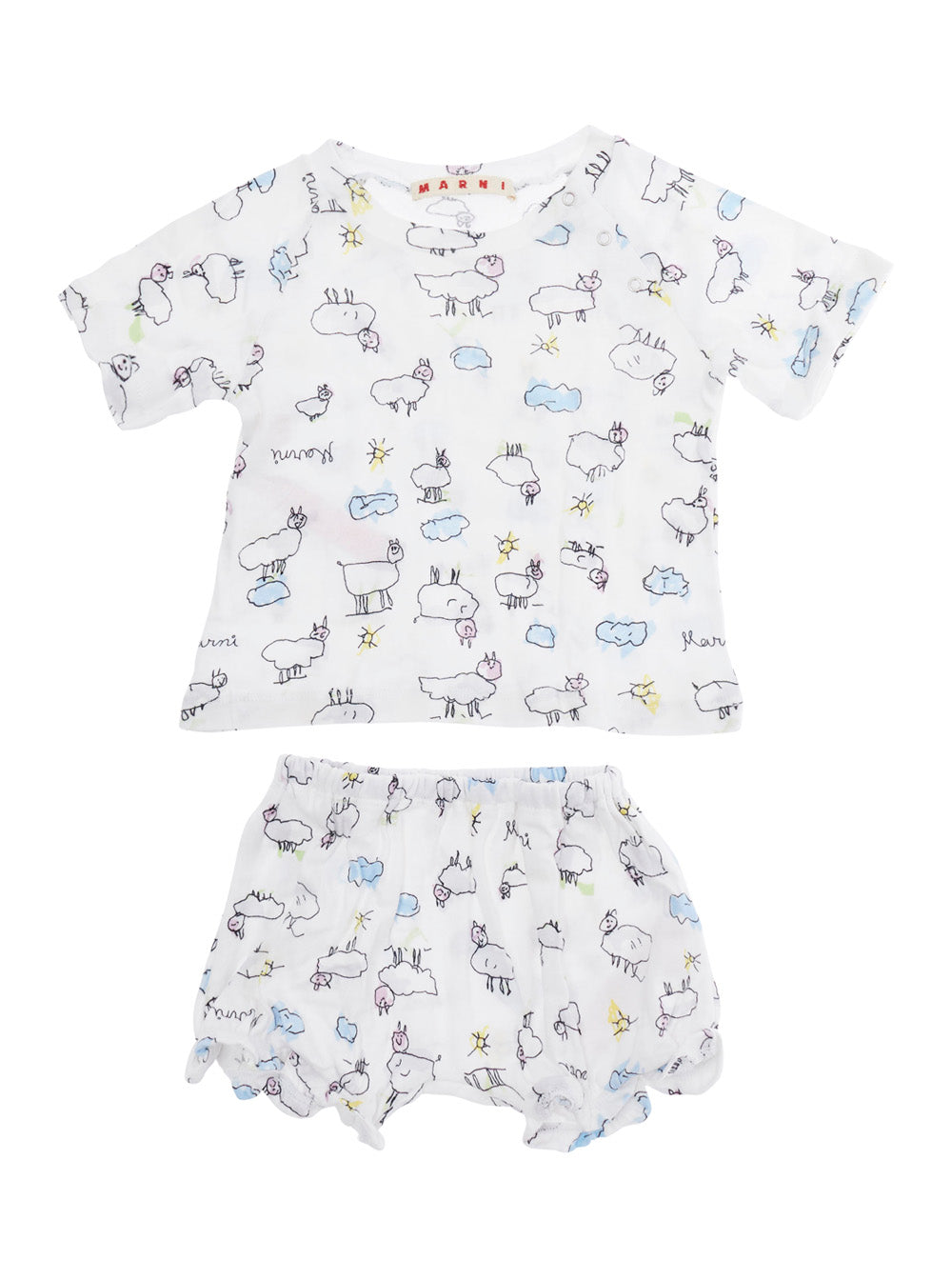 Baby Bianca All-Over Print Romper and Shorts Set White Cotton Suits