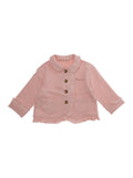 Jacket with Embroidered Lettering Logo on the Front and Applied Pockets in Baby Pink Cotton Blazers