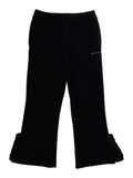 Black Cotton Pants with Front Logo Lettering and Oversized Hem for Girls Trousers