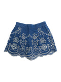 Amani JR - CHAMBRAY M MORRIS FLOWER 10 EMB Shorts with elasticated waist and side pockets In cotton Blue Kids Blu Bermuda