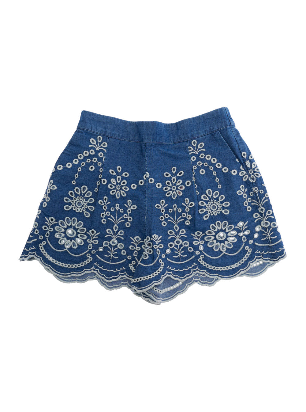 Amani JR - CHAMBRAY M MORRIS FLOWER 10 EMB Shorts with elasticated waist and side pockets In cotton Blue Kids Blu Bermuda
