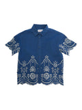 Clementine JR - Chambray M Morris Flowers Blue Shirt Blu And Blouses