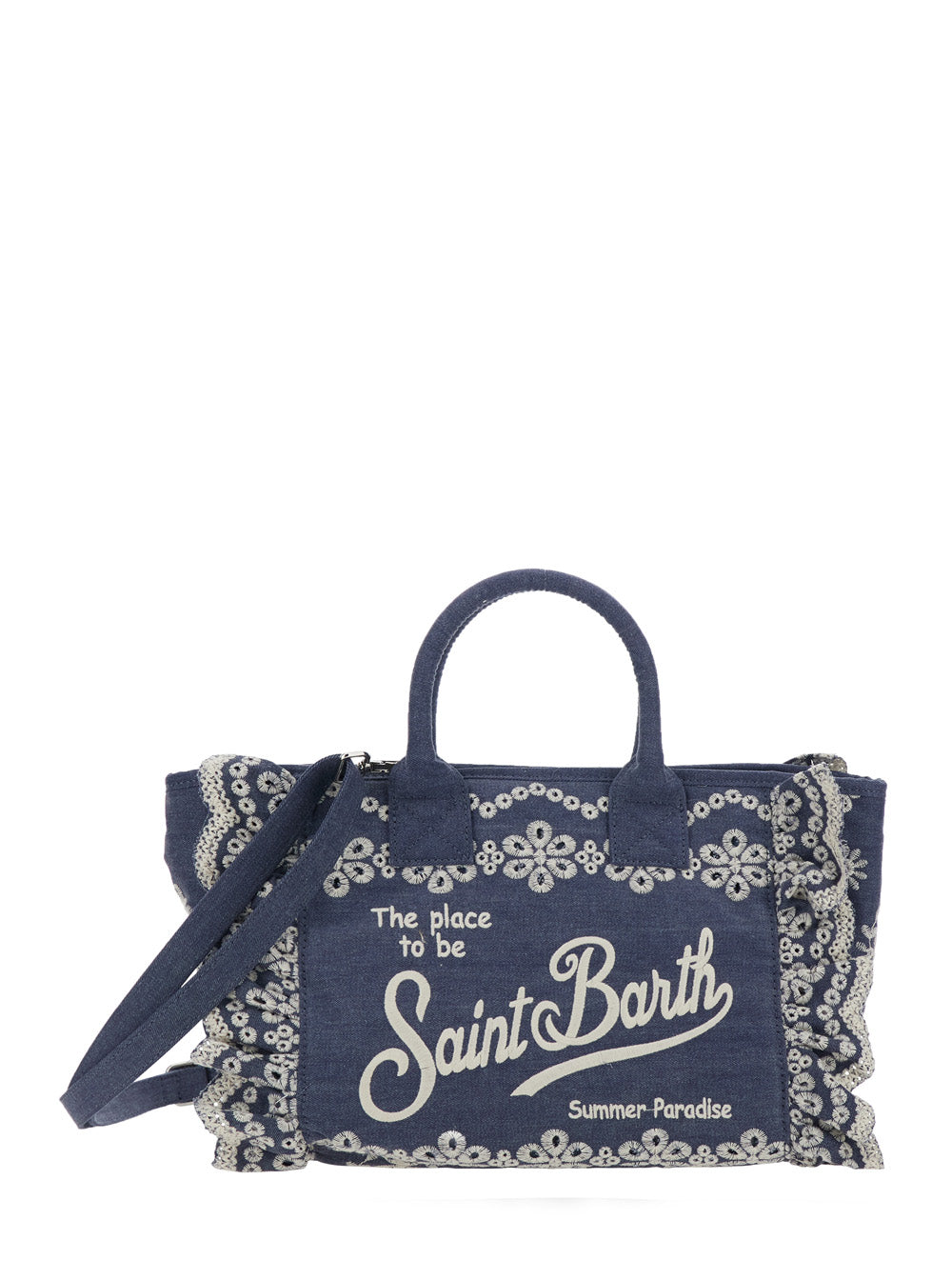 Handbag Colette Volant N With Floral Embroidery Blue Denim Women Blu Hand Bags