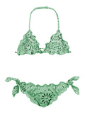 CRIS - BANDANNA Bikini Green with Pattern Print in Tech Fabric Beachwear