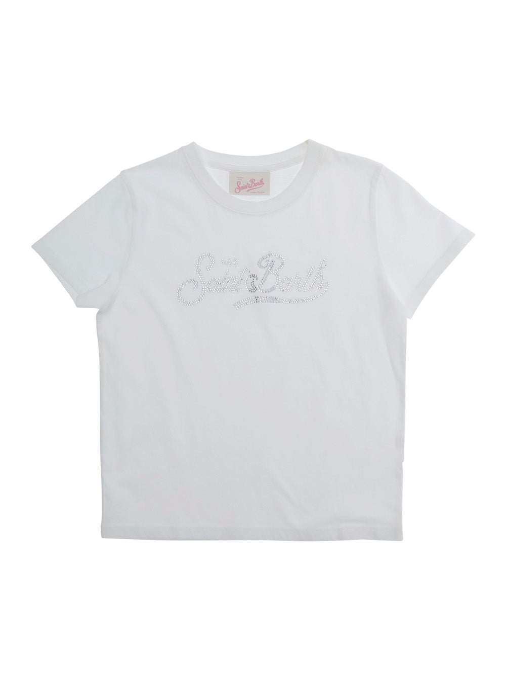 Elly - Sb 01n Strass White T-Shirt With Details Cotton For Women Tshirts And Polo Shirts