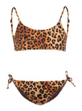 Bikini JAIDEN - SAND LEOPARD with animalier print Tech Fabric Brown Child Beachwear