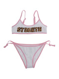 Jaiden String - Rib 01 Leopard Terrypatch Bikini With Details In Fabric Child White Beachwear