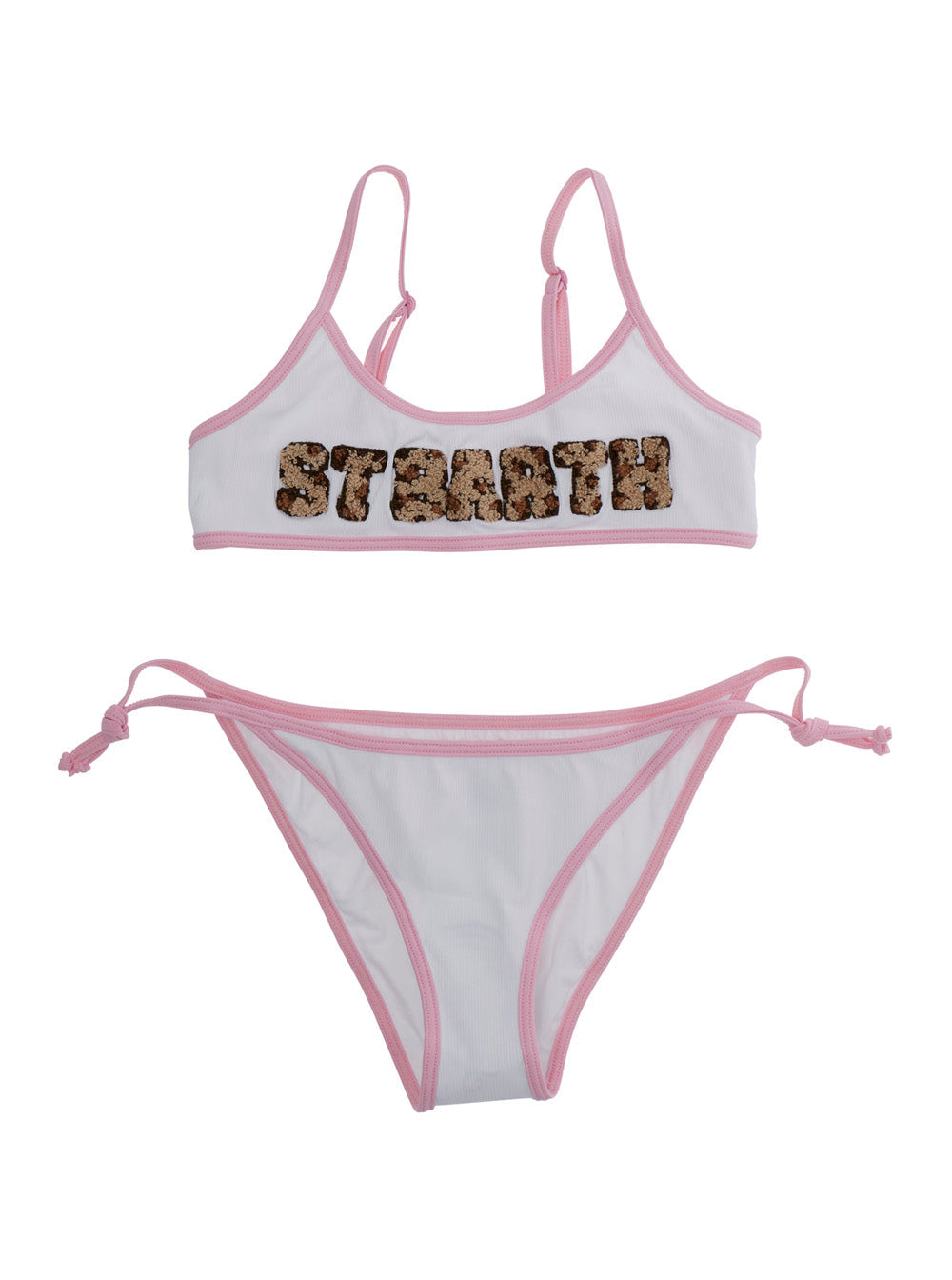 Jaiden String - Rib 01 Leopard Terrypatch Bikini With Details In Fabric Child White Beachwear