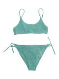 JAIDEN W - CRINKLE Green Bikini with Ruffled Details In Fabric Women Beachwear