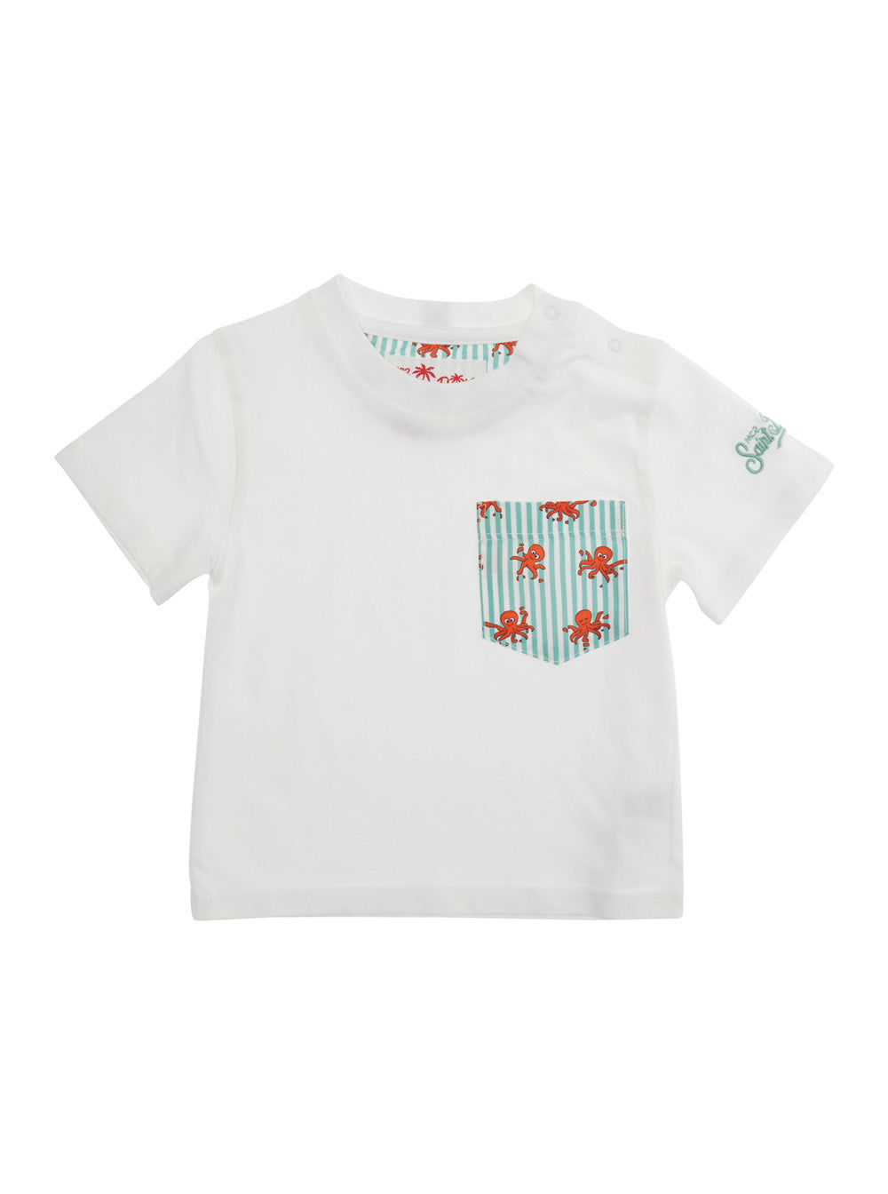 White T-Shirt KEA - OCTO LING STRIPES with Striped Print on the Front in Womens Cotton Tshirts And Polo Shirts