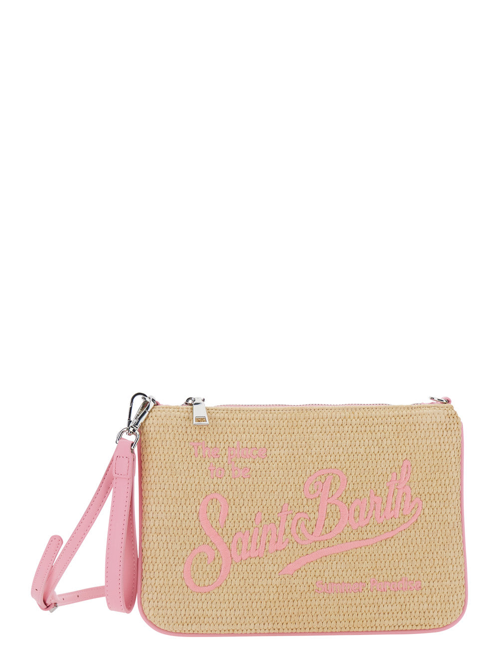 Beige Parisienne Straw Shoulder Bag With Details For Women Clutches And Pochettes