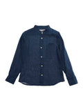 Womens Blue Linen PATI Blouse Blu Shirts And Blouses