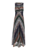 Dress SLEEVELESS LONG Multicolor in Viscose Women Cotton Metallic Fiber