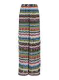 Multicolor Trousers with Zigzag Pattern Pixel Effect in Lamé Viscose Woman Metallic Fiber