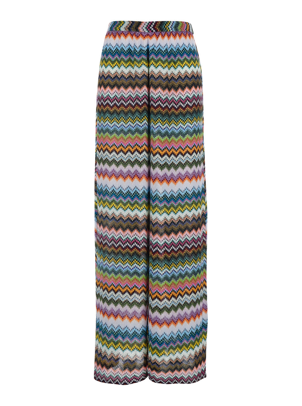 Multicolor Trousers with Zigzag Pattern Pixel Effect in Lamé Viscose Woman Metallic Fiber