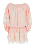 Long Dress Laurel With Short Sleeves And V-Neck Pink Modal For Women