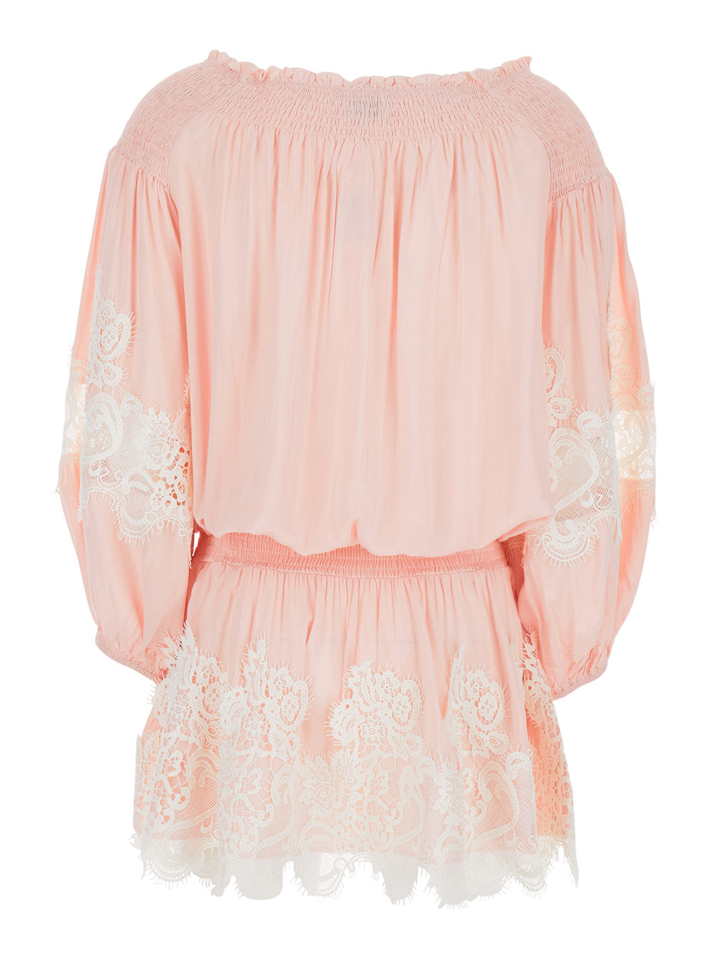 Long Dress Laurel With Short Sleeves And V-Neck Pink Modal For Women