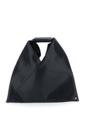 Handbag with Triangular Silhouette and Numeric Logo Detail on Black Leather Handle for Girls Hand Bags