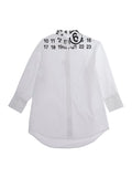White Cotton Shirt with Pointed Collar and Numeric Logo for Kids Blouses