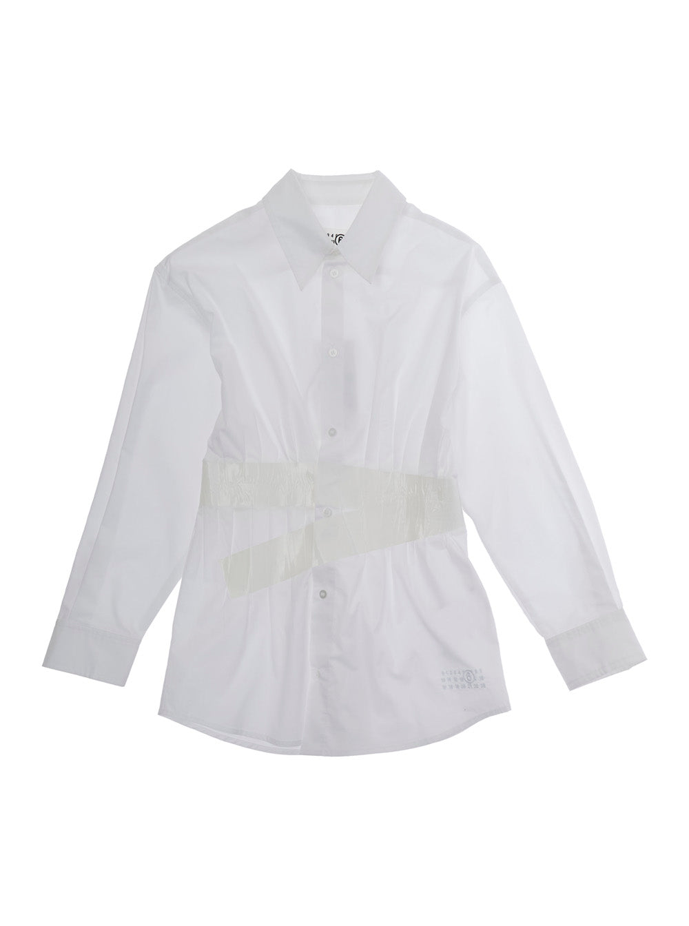 White Shirt with Pointed Collar and Lettering Logo on Front for Girls Cotton Blouses