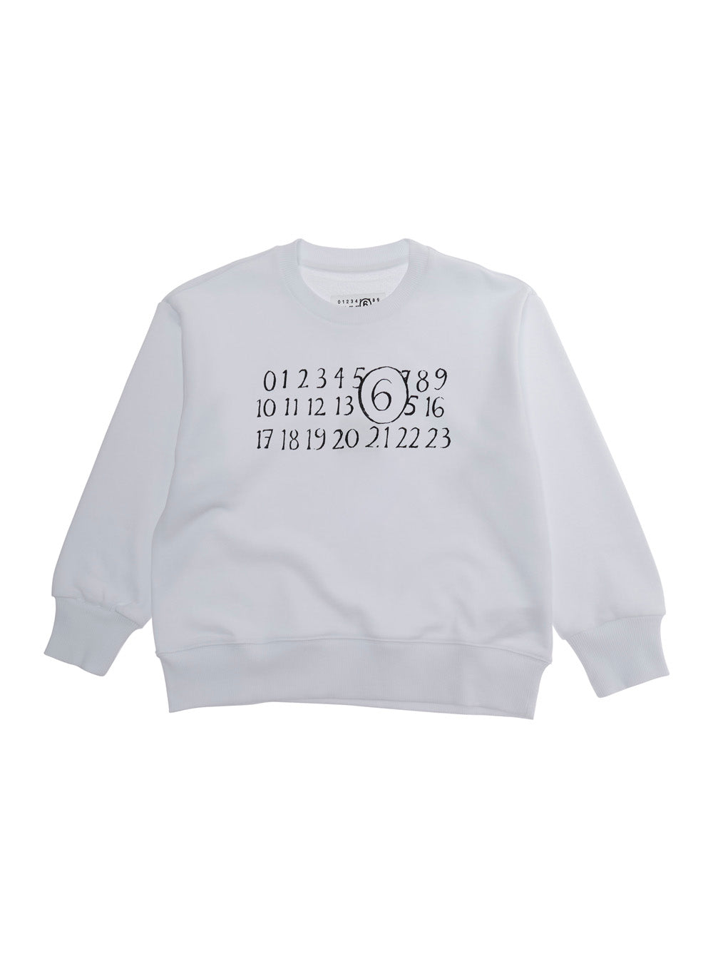 White Cotton Crewneck Sweatshirt with Logo Print for Kids Sweatshirts