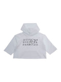 White Hoodie Hooded Sweatshirt with Logo Print on the Front in Cotton for Kids Sweatshirts