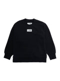 Black Cotton Crewneck Sweatshirt with Numeric Logo for Kids Sweatshirts