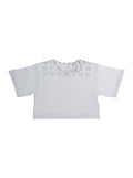 Crew Neck T-Shirt with Numeric Logo on Front in White Cotton for Kids Tshirts And Polo Shirts